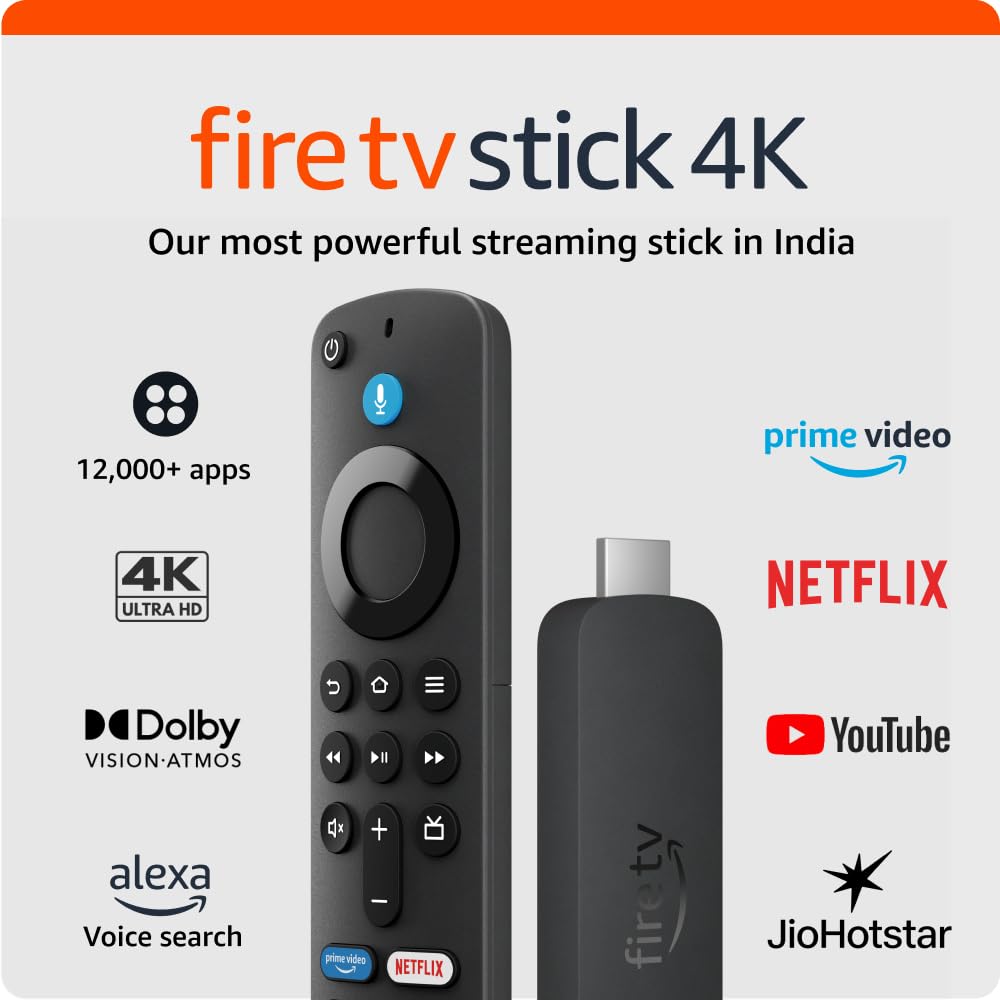 Amazon Fire TV Stick 4K | Alexa Voice Search, Cinematic 4K streaming with HDR10+, Wi-Fi 6, Dolby Vision/Atmos (newest model)