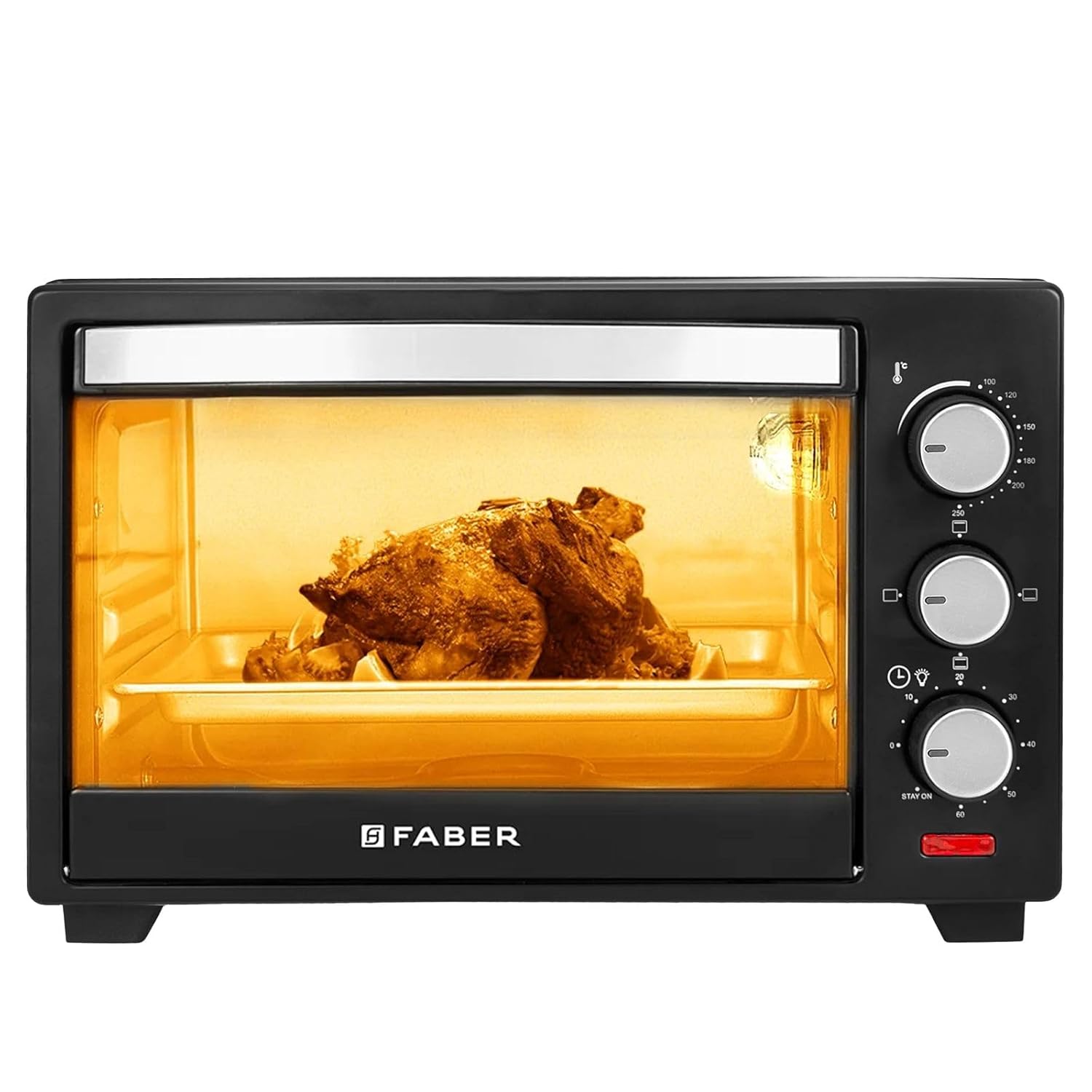 Faber FOTG 20L Neo|1400 Watts OTG|Bake,Toast, Grill| 4 Stage Functions,Upper & Lower Heating|Cool-Touch Handle, Heat Resistant Glass, Indicator Light, Auto-Shut, Ready Bell| Removable Crumb Tray