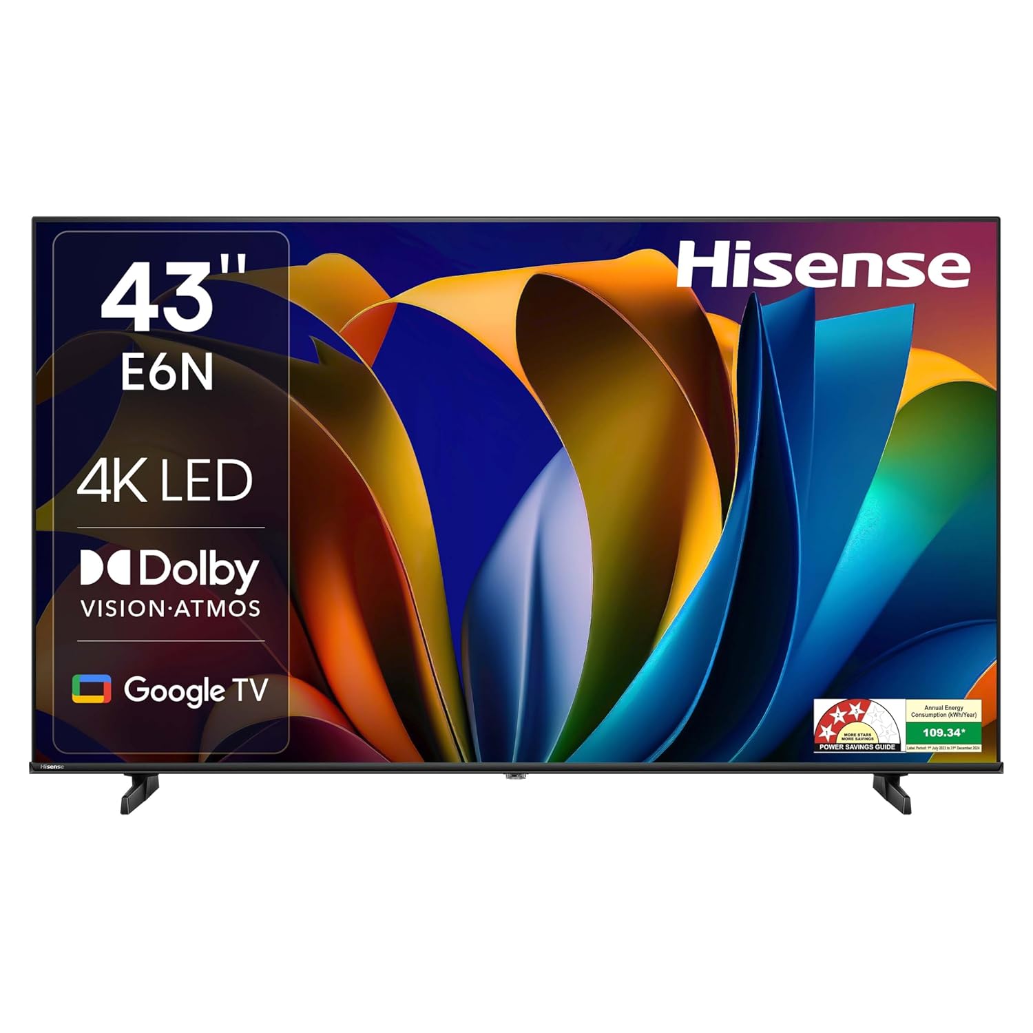 Hisense 108 cm (43 inches) E6N Series 4K Ultra HD Smart LED Google TV 43E6N (Black)