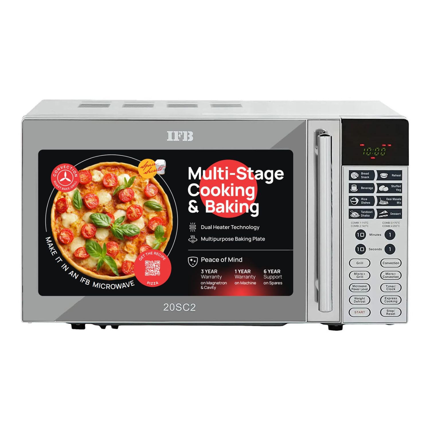 IFB 20 L Convection Microwave Oven (20SC2, Metallic Silver, With Starter Kit), STANDARD