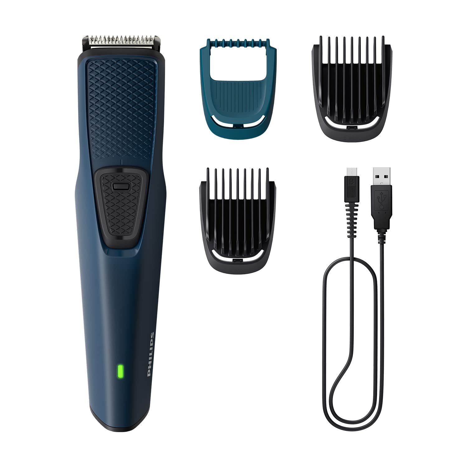 Philips Beard Trimmer for Men | India's No.1 Trimmer | DuraPower Technology | Lasts 4x Longer | Close Trim with Skin Protect Comb | Self Sharpening Blades | Durable | Cordless | Charging Indicator | Travel Lock | No Oil Needed | 2 Year Warranty | BT1232/18,Blue
