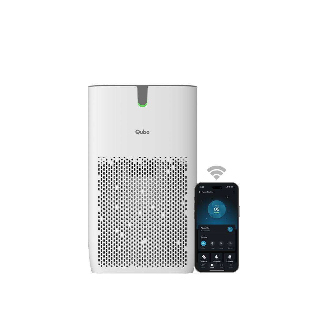 Qubo Smart Air Purifier Q400 for Home by Hero Group | 400 Sqft | 99.99% Allergen Removal | HEPA H13 | 9000 Hrs Filter Life | App & Voice Control | Energy Saving | Ultra-Quiet BLDC Motor (White)